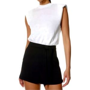 Alice + Olivia colorblock black and white crew neck romper